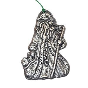 Vintage Pewter Santa Christmas Ornament from Carson 1993 Retro Classic